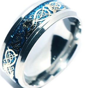 🆕 | Blue Stainless Steele | Men’s Dragon Band | Size 9